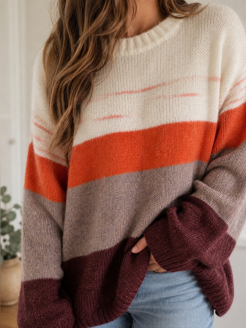 Relaxed Fitting Crewneck Sweater | Size Medium